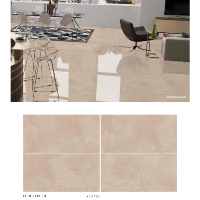 GRANIT BIG SLAB 75X150 SERGIO BEIGE GLAZED POLISH - VALENTINO GRESS