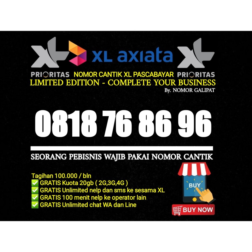 NOMOR CANTIK XL-AXIATA 10 DIGIT PRIORITAS PASCABAYAR 768696