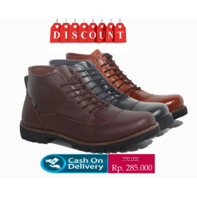 Sepatu boots kulit pria safety shoes casual berkualitas