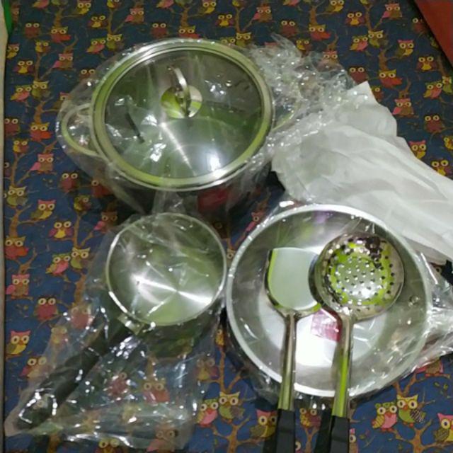Panci Set 6 Pcs Bougenville Golden Flying Fish Cookware Set Stainless Steel Tebal