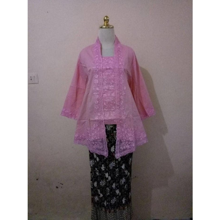 Abay | Kebaya Modern Kutubaru Bordir Bali Jumbo Big Size 5L Pink Peach
