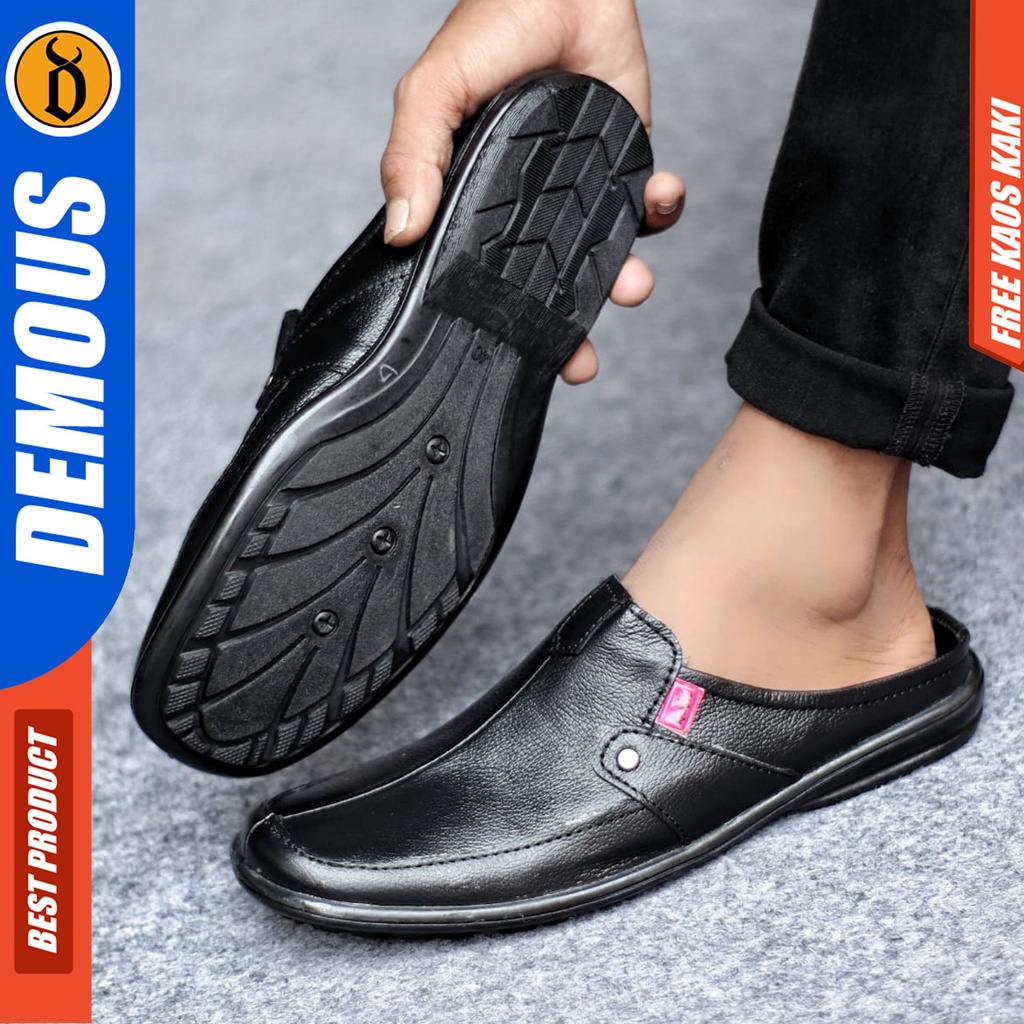 Sepatu Sandal Casual Kulit Asli Bustong Tutong Sendal Slop Original Murah Terbaru Kekinian