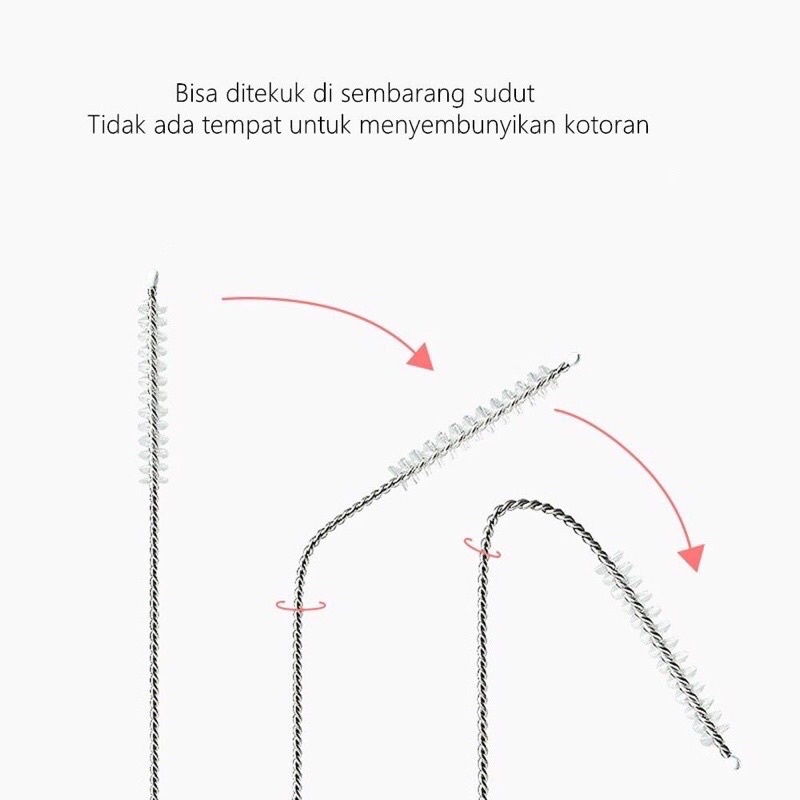 Sedotan Stainless Steel /Sikat Sedotan Pembersih Dot Brush Straw Kawat/sedotan Bengkok Lurus Panjang Alat Pembersih Gelas Bulu Halus Food Grade