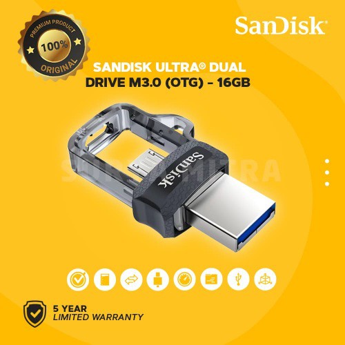 FLASHDISK OTG SANDISK 16GB DUAL DRIVE M3