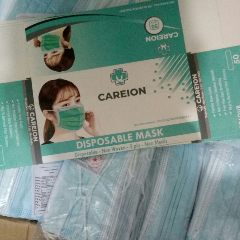 MASKER HIJAB DISPOSABLE 3 PLAY HEADLOOP/1 BOX ISI 50 PCS