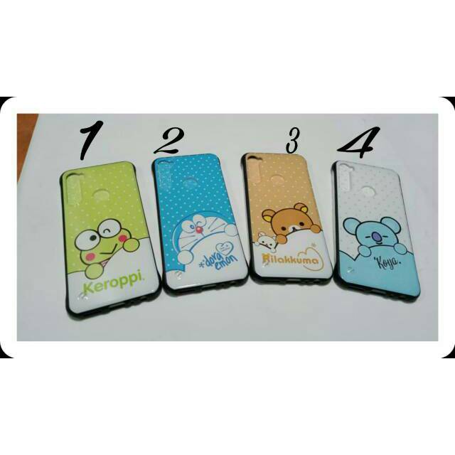 Bumper case glass timbul mix cartoon redminote 8