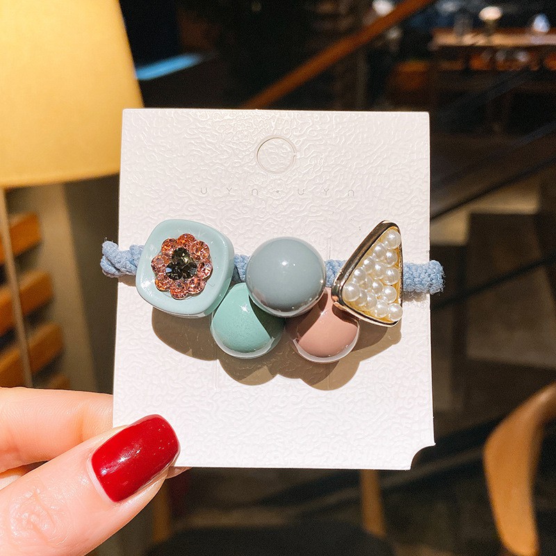 RA-04 Funstore Ikat Rambut Korea Geometri Gelang Aksesoris Wanita - Kuncir Rambut Korea-Biru