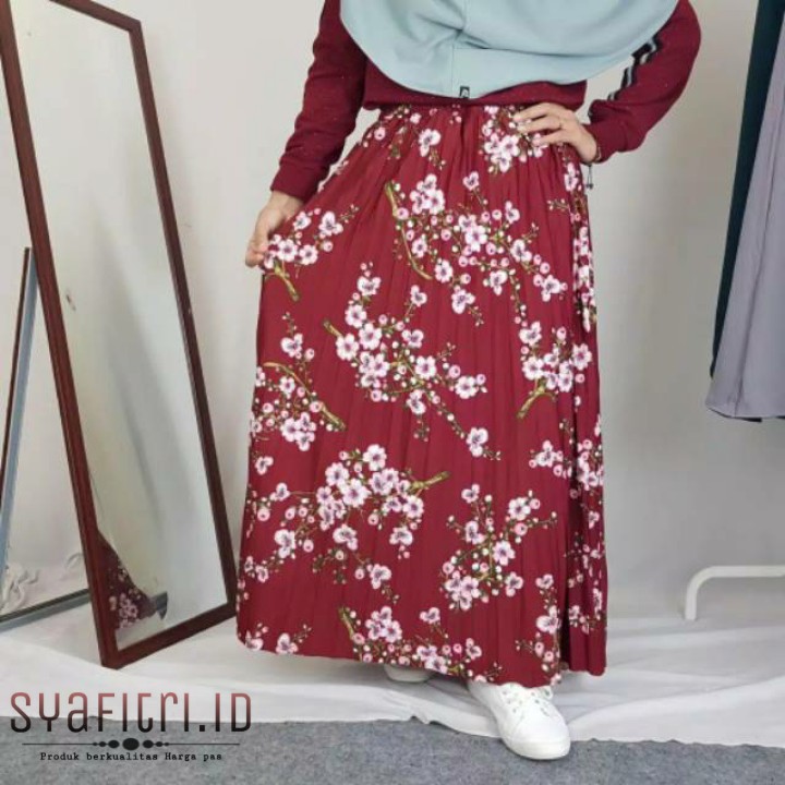 Rok Plisket Bunga Sakura // Rok Payung // Rok plisket Premium Import // Rok Plisket Motif