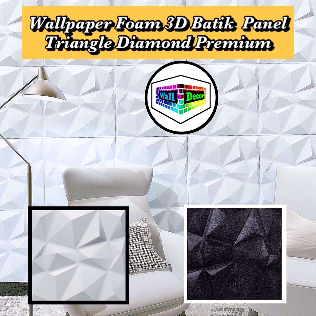 WD Wallpaper Foam Stiker 3D Batik Wall Panel Diamond Triangle Stiker Dinding Wall Paper Sticker