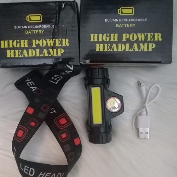 Senter Kepala/Headlamp Led MX-7803 Dilengkapi Cas Usb Dengan 2 Mode Cahaya