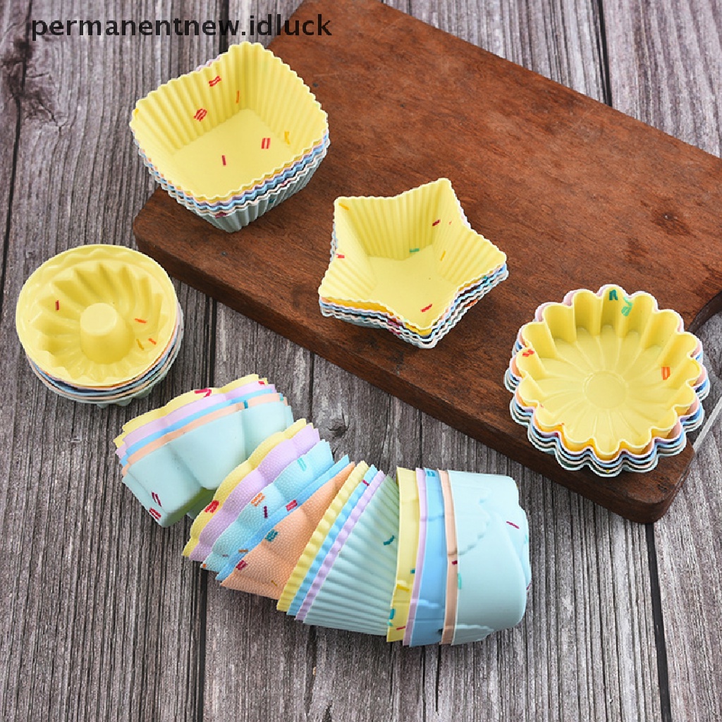 5 Pcs / Set Cetakan Kue Muffin Cupcake Bahan Silikon Untuk Dekorasi