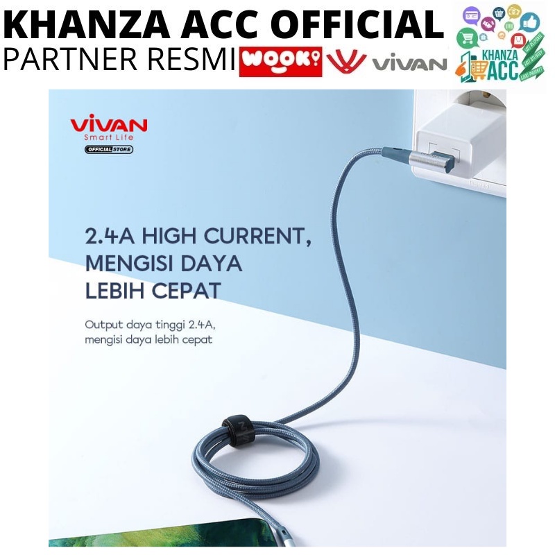 KHANZAACC Kabel Data Gaming VIVAN BWM100 / BWM100S Micro USB Fast Charging 2,4A