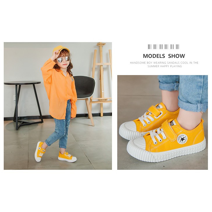 Sepatu Anak Laki-laki &amp; Perempuan Sneaker CLASSIC Casual Warna Kuning