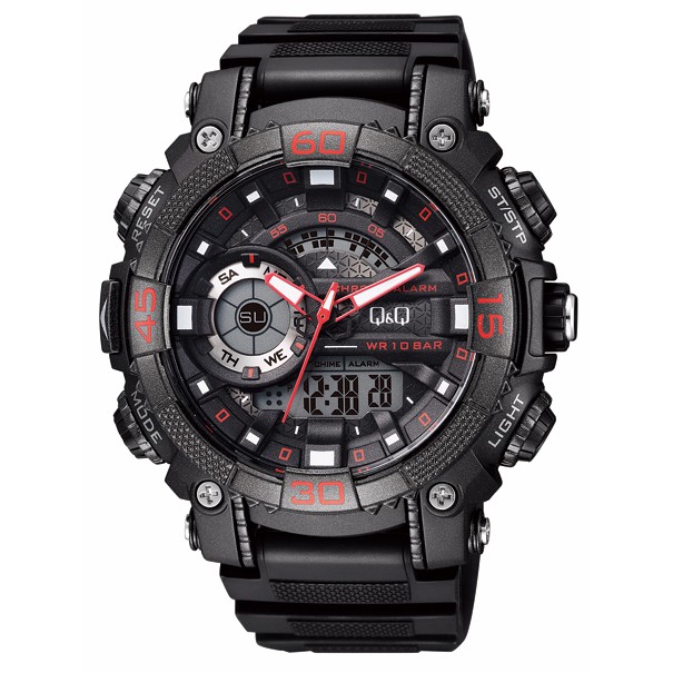 Q&Q QQ Analog Digital Jam Tangan Pria Hitam GW87J002Y Original