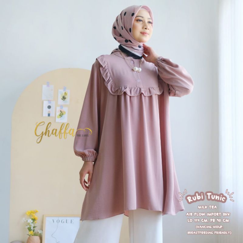 RUBI TUNIK BY GHAFFA THE LABEL (TUNIK MUSLIMAH) Tunik airflow import rekomended