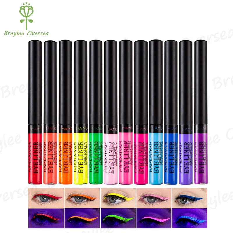 【Baru】HANDAIYAN 12Colors UV Neon Eyeliner Long Lasting Waterproof Liquid Eyeliner Eyeliner Pen