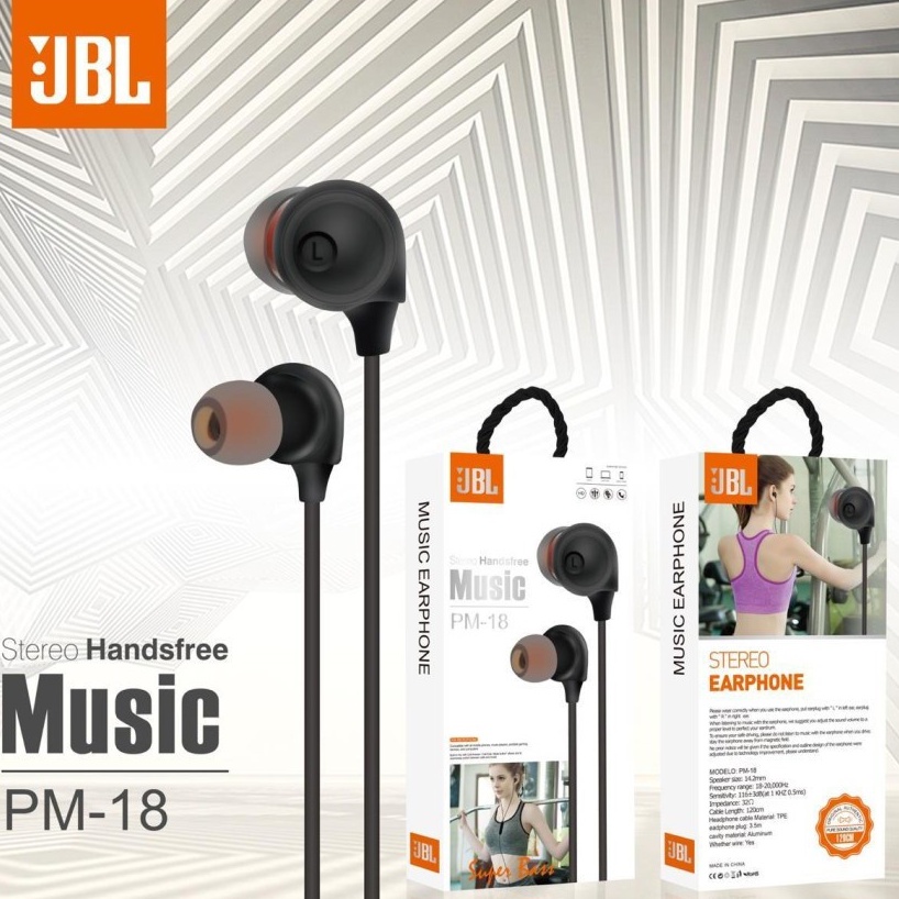 Earphone JBL P18 stereo bass music telfon headset mic