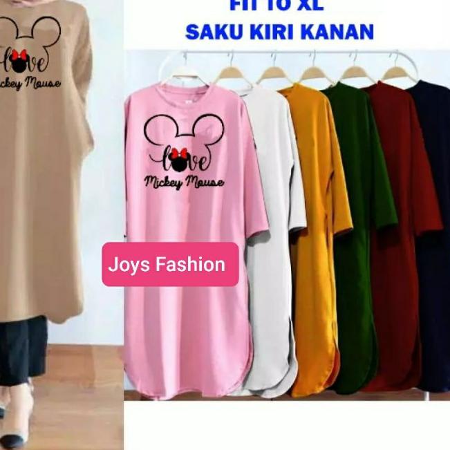 ➾ JF Atasan Tunik Babyterry Jumbo Wanita Muslimah Terbaru LOVE MOUSE ℗