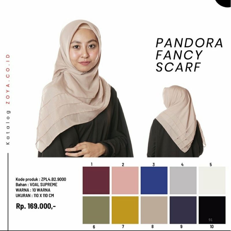 zoya hijab kerudung segiempat pandora fancy scarf polos