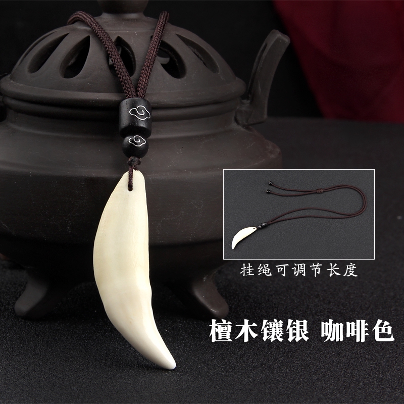 Yingyue Besar Serigala Tooth Pendant Kalung Membawa Tibetan