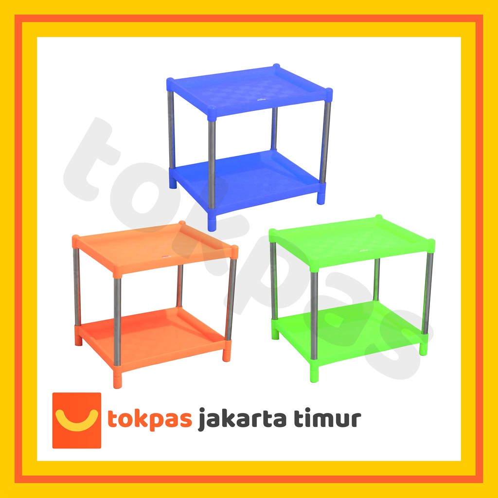 Meja Plastik Segi dengan Rak Serena Shinpo 844 D Meja Kopi