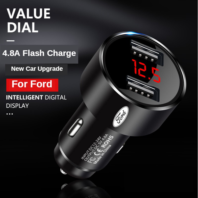 Ford MINI Charger Mobil USB 4.8A QC4.0 Fast Charging Untuk Ranger / Fiesta