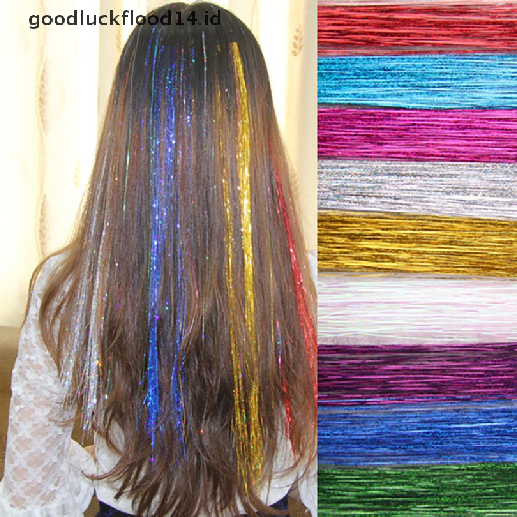 [OOID] 120 Strands Hair Tinsel Bling Silk Hair Flare Strands Glitter Rainbow Hair Decor ID