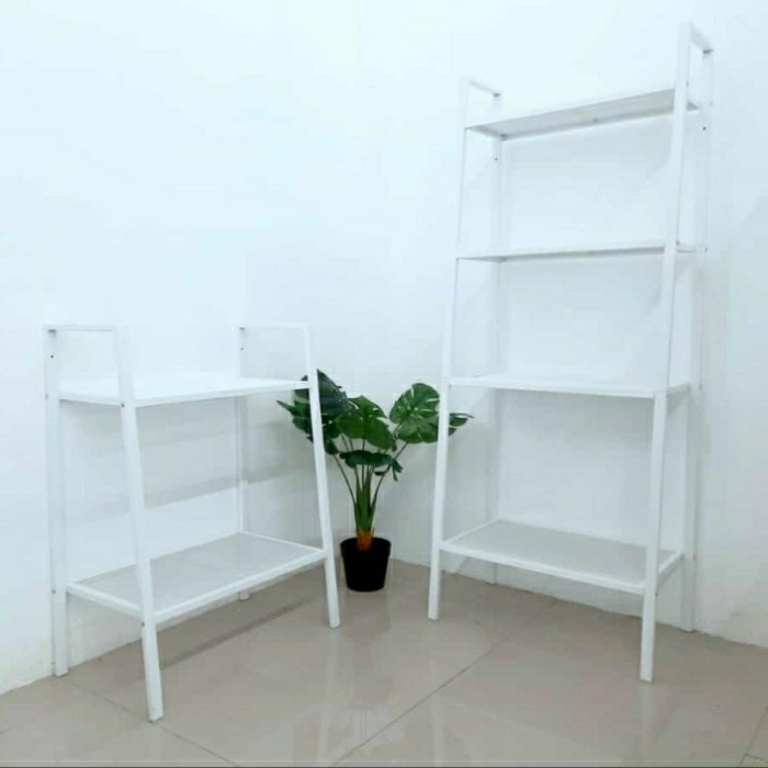 Rak hiasan libie putih rak susun 4 tingkat rak bunga rak besi