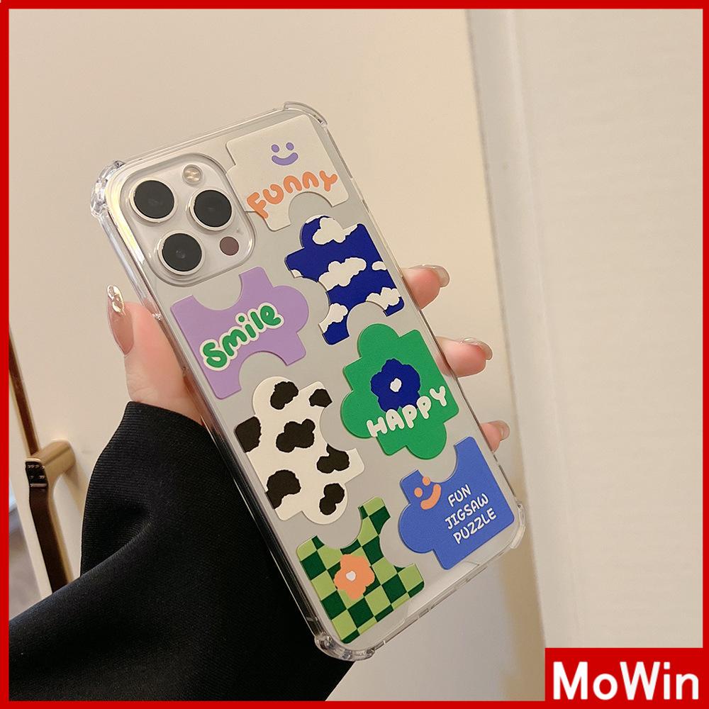 iPhone Case Acrylic HD Mirror Laser Airbag Shockproof Protection Camera Cute Puzzle Compatible For iPhone 11 iPhone 13 Pro Max iPhone 12 Pro Max iPhone 7 Plus iPhone xr xs max