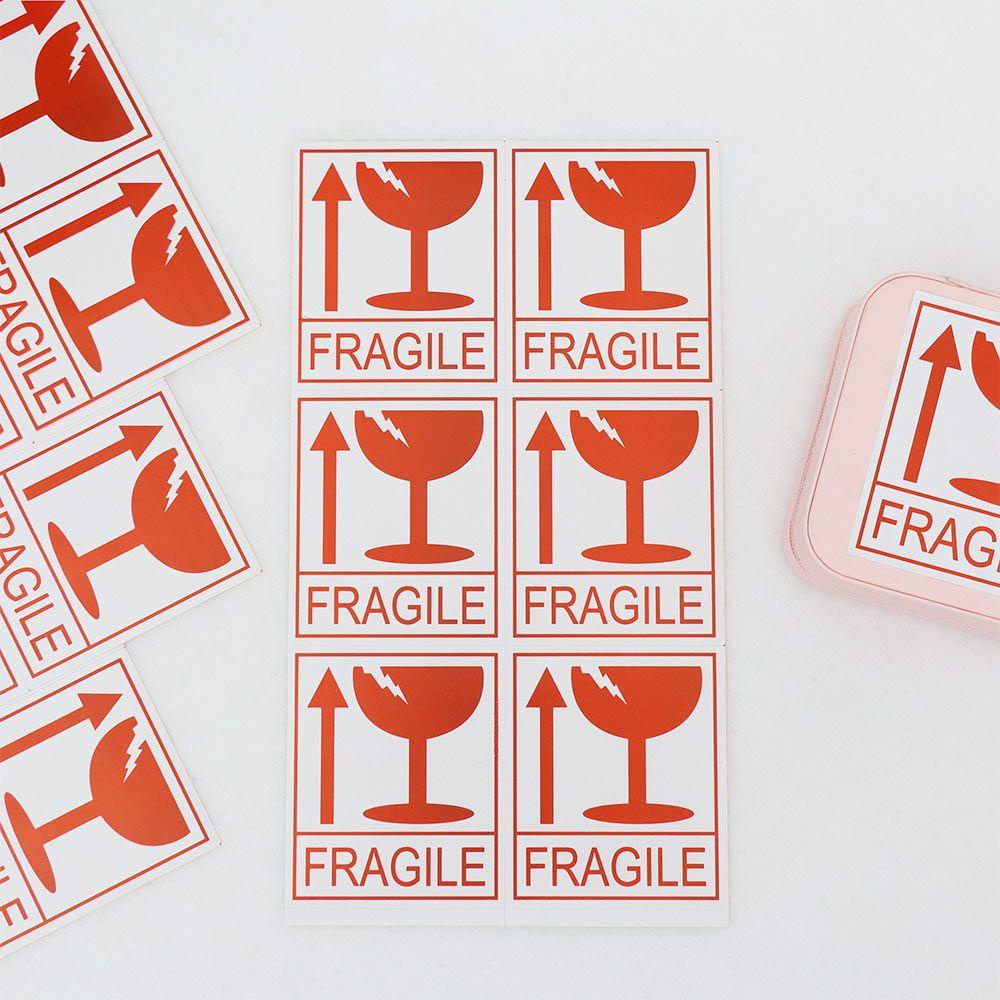 Populer 60pcs/lot Stiker Peringatan Fragile Tahan Lama Safety Hazard Sign Care Pengiriman Parcel Mark Pengiriman Express Label