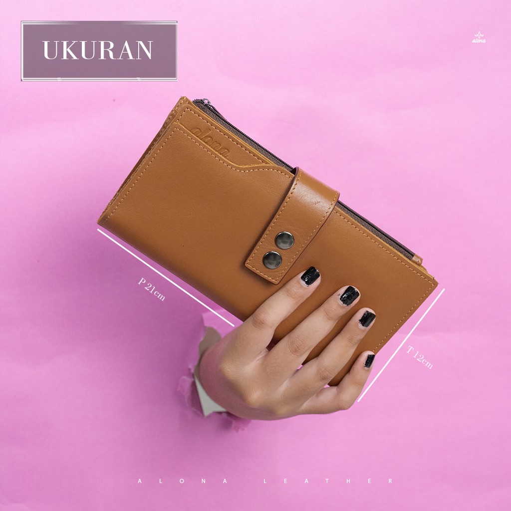 Dompet Wanita Dompet Kulit Wanita Panjang Kulit Sapi Asli Dompet Kulit Wanita Panjang Alona Irene Wallet Fashion Wanita Cewek Branded Kulit Sapi Asli Premium Original by Crown Leather CrownLeather