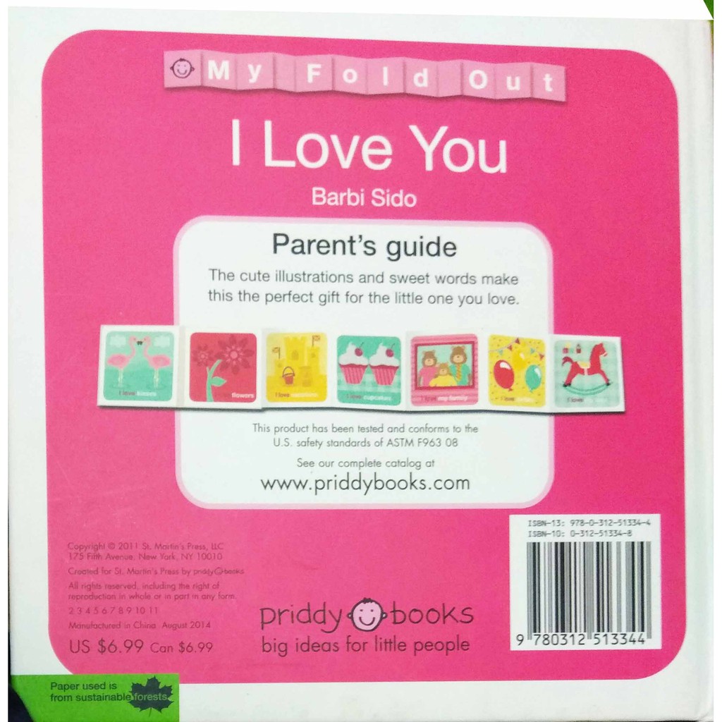 Buku Lipat I LOVE YOU - My Fold Out Learning Book buku bayi anak bbw karton kertas tebal lipat hard board