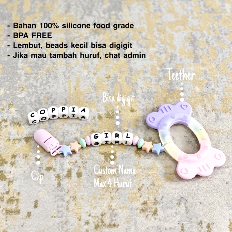 TEETHER BAYI / GIGITAN BAYI / CUSTOM TEETHER / KADO BAYI / HAMPERS BAYI