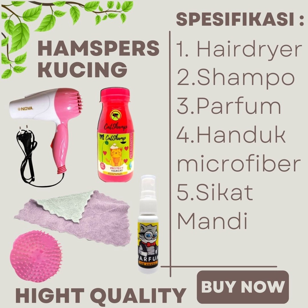 Paket Grooming Kucing Hemat Hairdryer+Shampoo+Parfume+Handuk+Sikat+Pouch Paket Hemat Bergaransi FEFARM