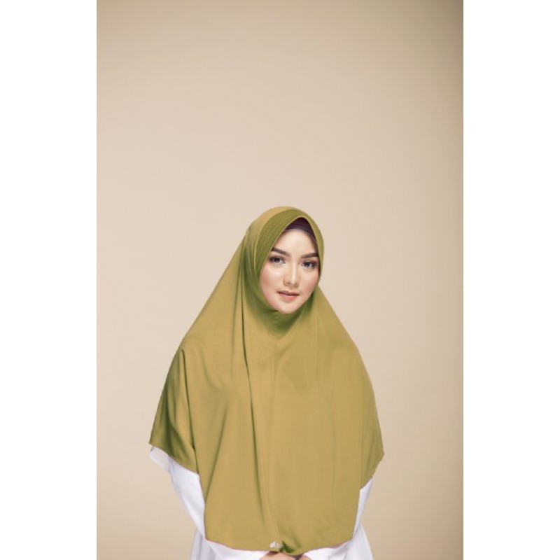 Jilbab Instan Bergo Zaria Kirana Elzatta Original Warna Kuning Olive & Olive