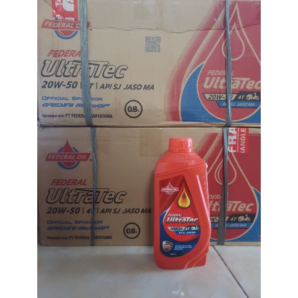 (1Dus=24btl) Federal Ultratec 800ML Merah. 20 W - 50 Jaso MA