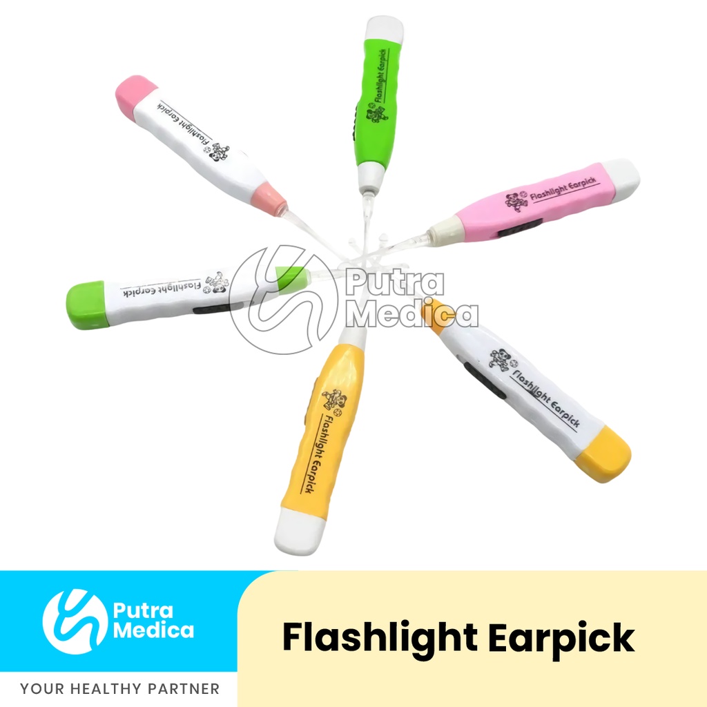 Flashlight Earpick LED - 1 Pc [Warna Random] / Pembersih Telinga Anak / Korek Kuping Berlampu