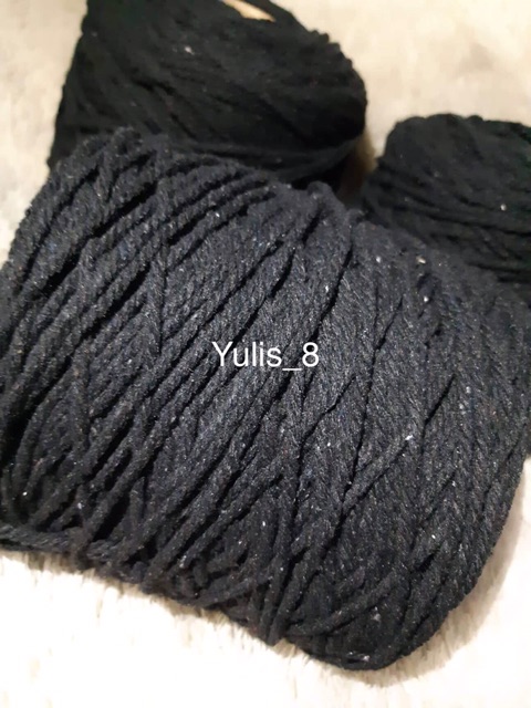 Tali / benag macrame HITAM, size 4mm