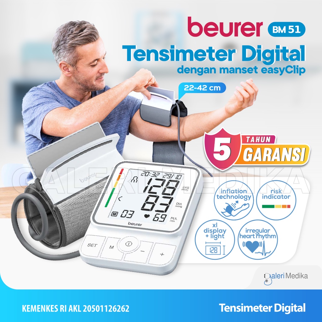 Tensimeter Digital Beurer BM51 / BM-51 / BM 51 dengan Manset easyClip