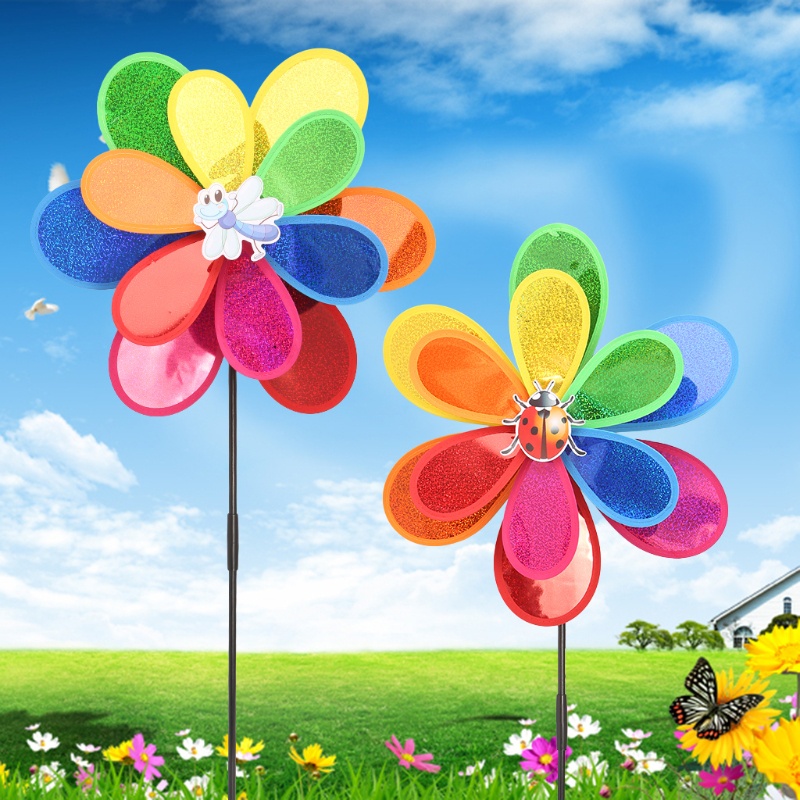 Mary Sequin Insect Windmill Whirligig Wind Spinner Dekorasi Taman Halaman Rumah Mainan Anak