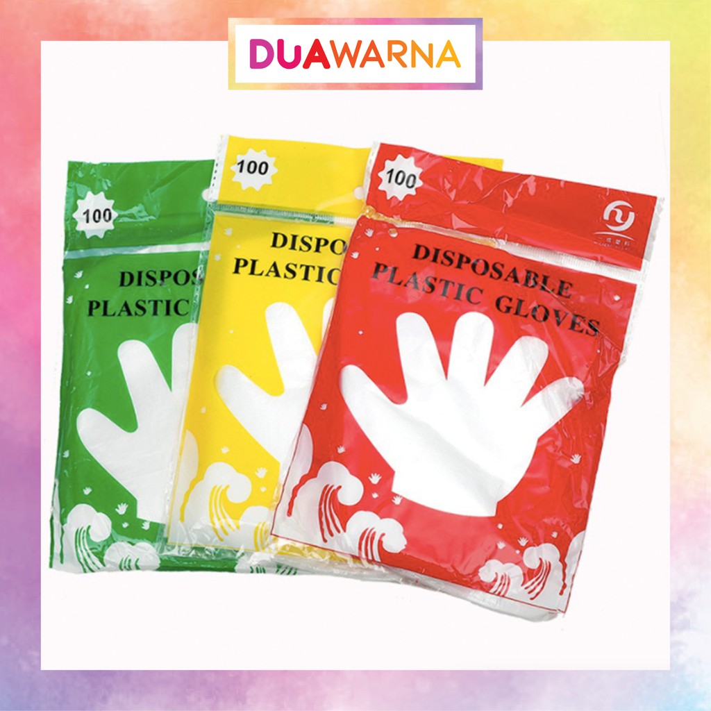 DuaWarna Sarung Tangan Plastik Isi 100 Pcs Disposable Gloves 100Pcs
