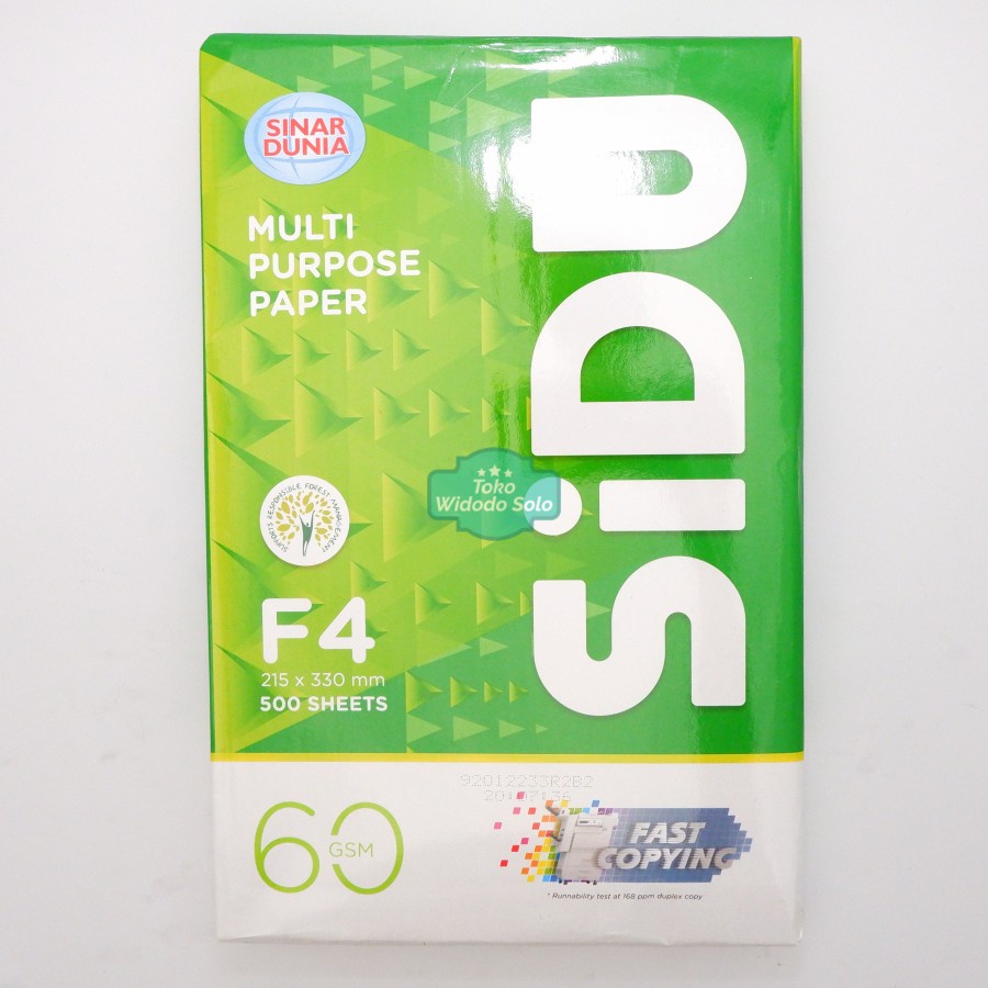 

HVS Sinar Dunia F4 60 Gram Folio Putih Polos 215x330mm - 1 Rim Isi 500 Lembar