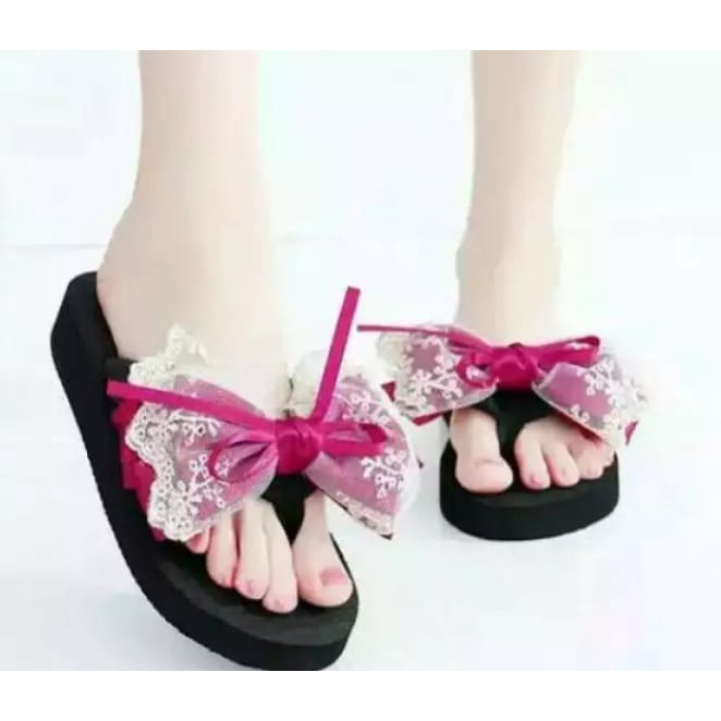 SANDAL WEDGES WANITA SPON PITA KUPU KUPU NEW BISA COD..