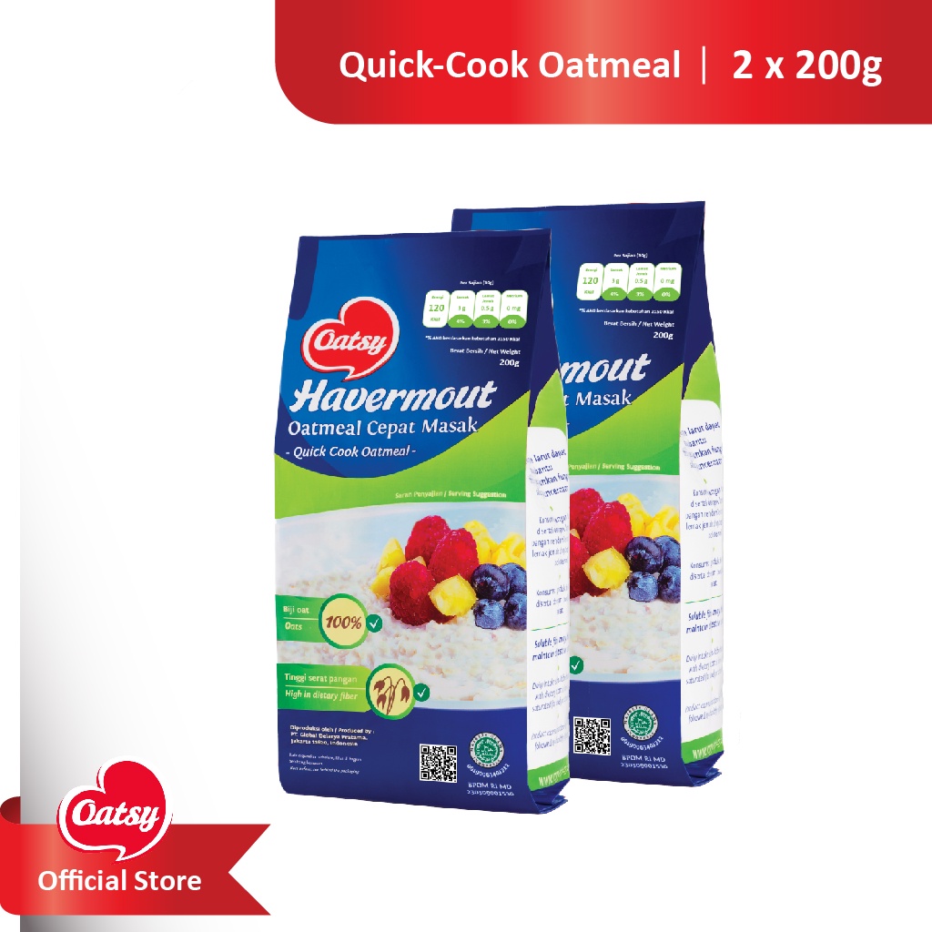 

Oatsy Quick Cook Oatmeal 200g (Double Pack)