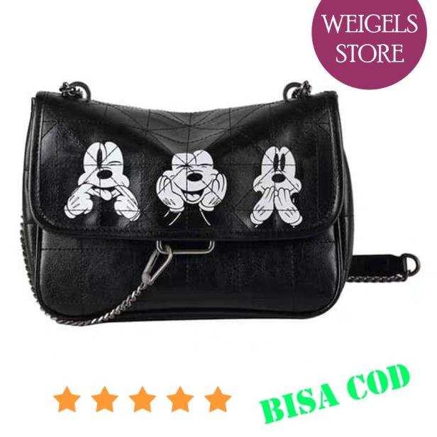 ♜ TAS ZARA SELEMPANG MICKEY MOUSE TAS WANITA IMPORT PREMIUM - Hitam ○