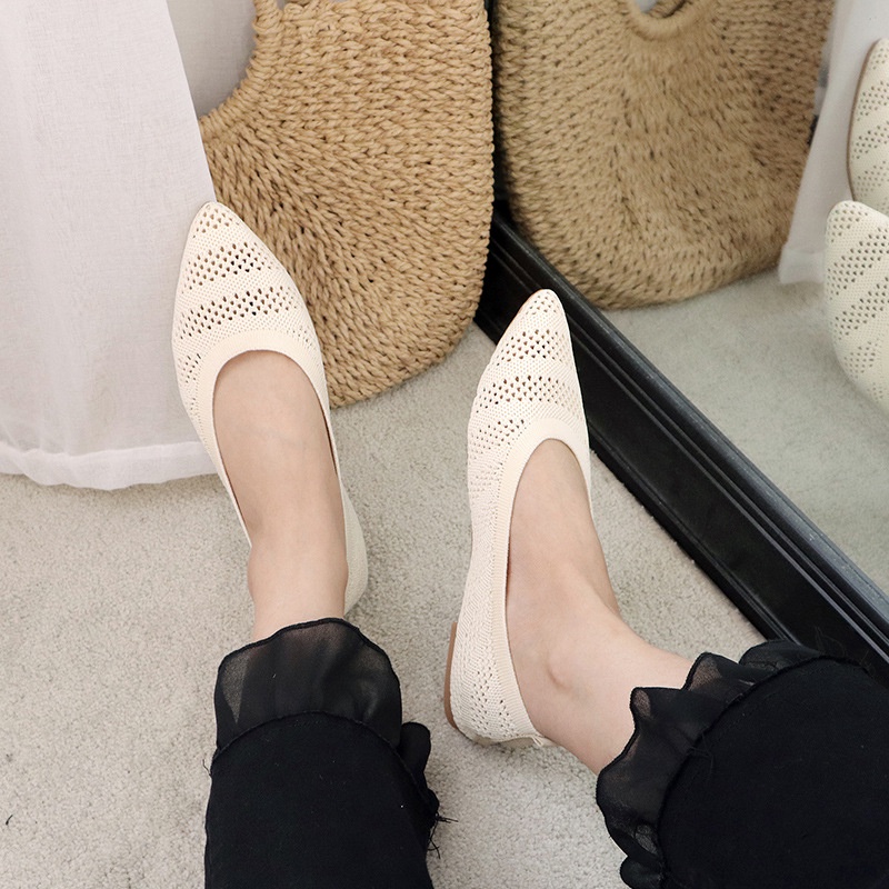 flat shoes sepatu rajut knit premium import 105 C lancip