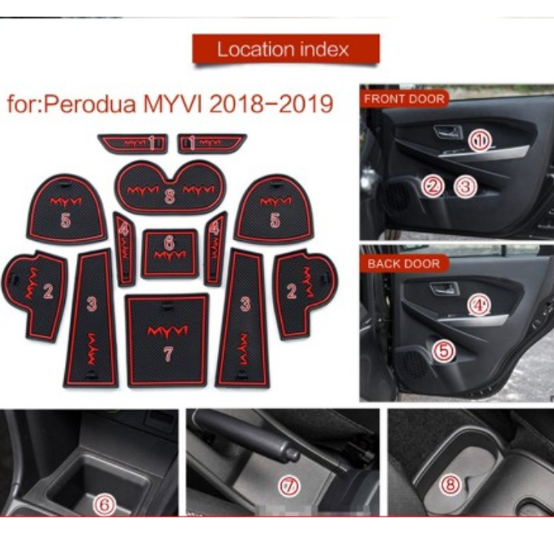 Perodua Myvi 2018 2019 2011-2017 &amp; Bezza Matras Karet 3D Anti Slip Untuk Interior Mobil