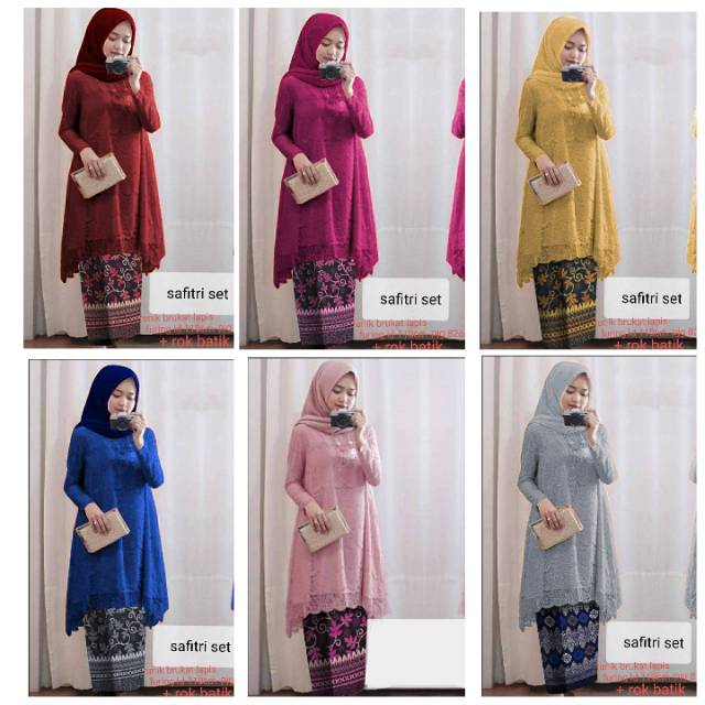 SETELAN KEBAYA SAFITRI MODEL TUNIK + ROK BATIK