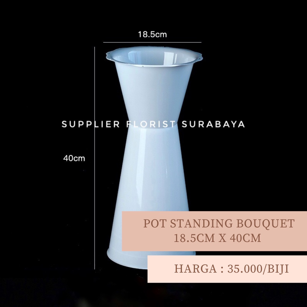 [ECER] POT STANDING BOUQUET PLASTIK PUTIH