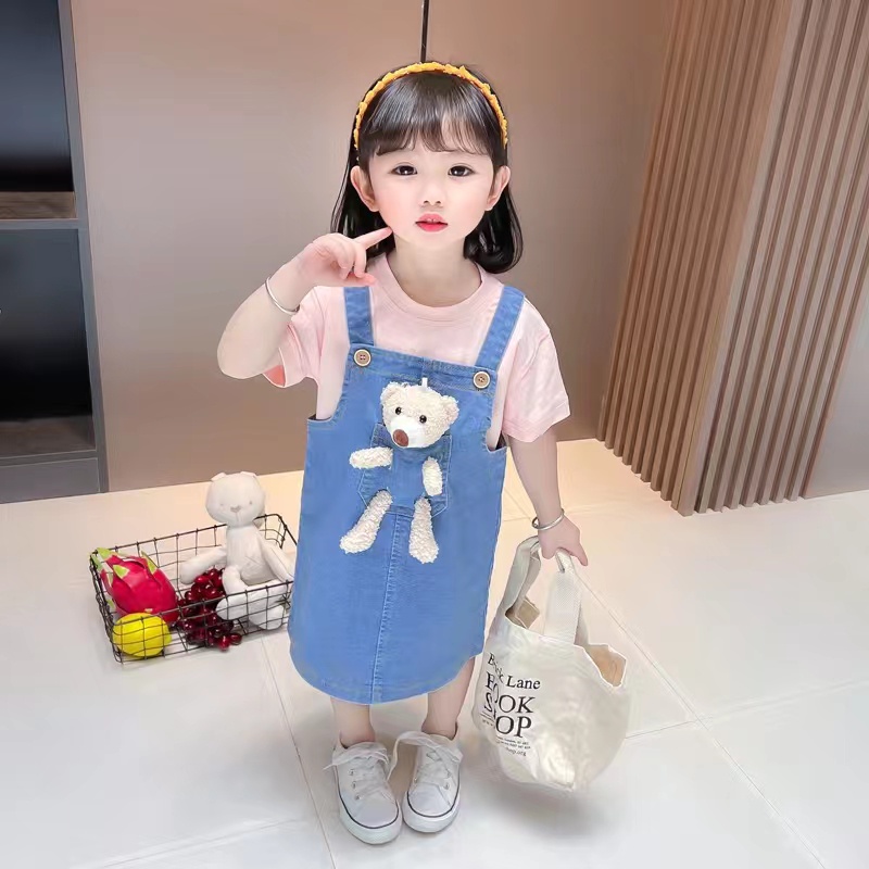 Setelan Overal Anak Cewek Import 4-8th / Baju Overall Boneka Anak Murah / Baju Anak Cewek Import